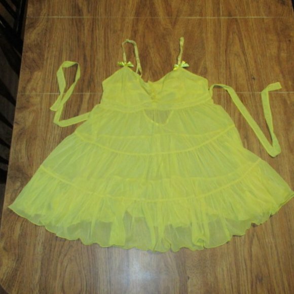 Bundle 3 for $15 - Bright Yellow Sheer Babydoll Nightie - Picture 1 of 3